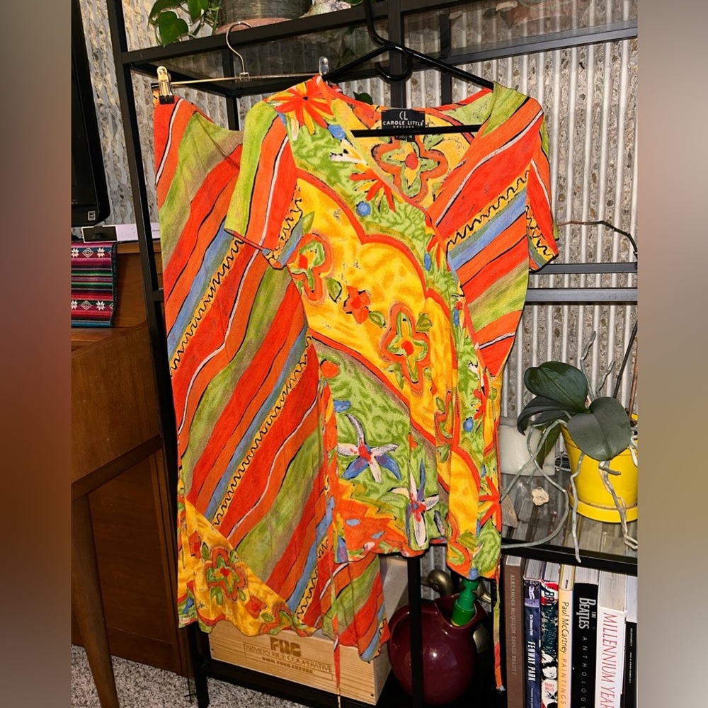 Carole Little Vintage 1990s Red Yellow and Green Maxi Skirt Set Size 4 - Picture 1 of 14